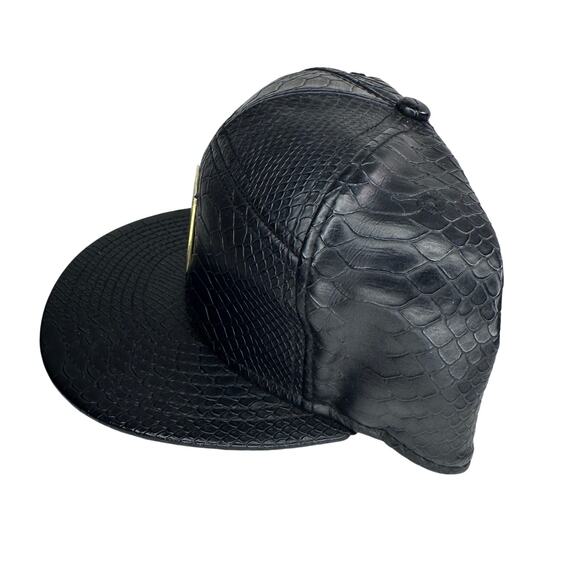 Mens premiere fits blvd supply faux leather black snapback cap OSFM - Picture 3 of 8